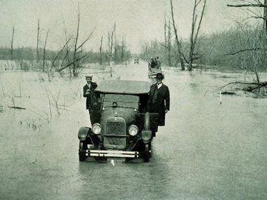The Great Mississippi River Flood: Highway between Mounds, Illinois, and Cairo Illinois,...