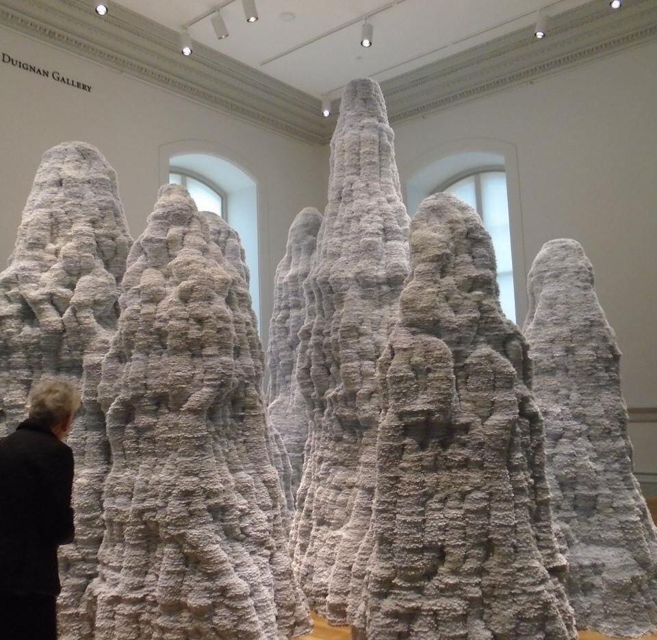 Tara Donovan  created this landscape from millions of old index cards.