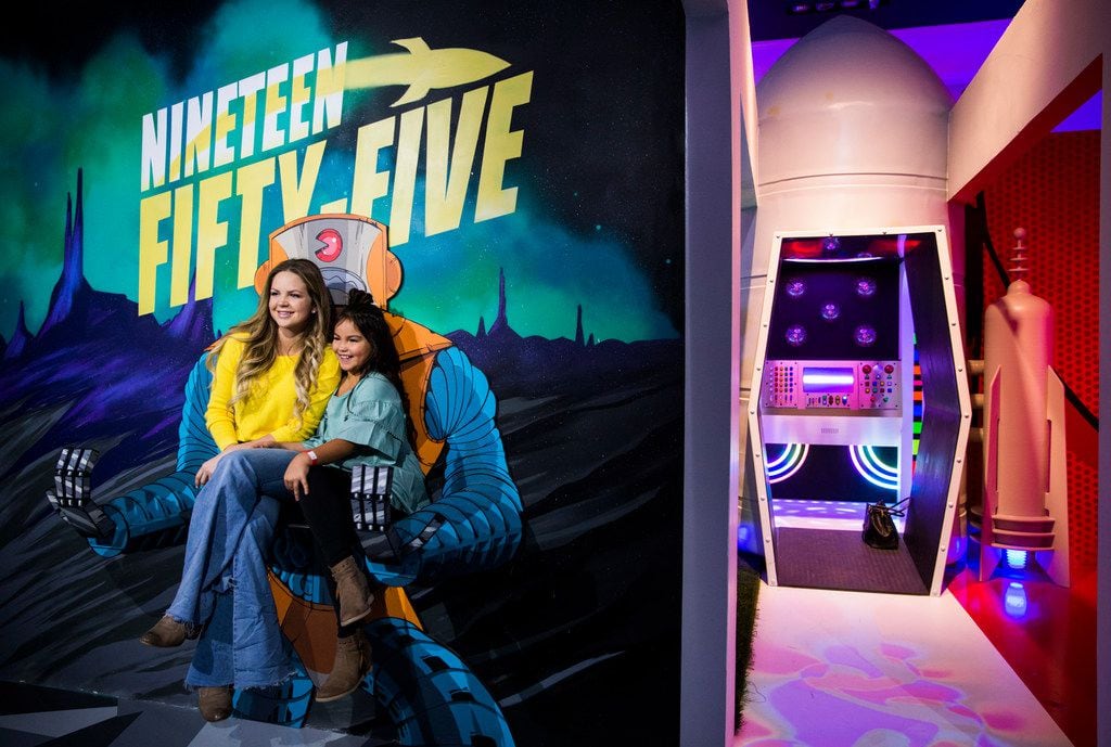 Jessica Colvin, left, and Ellie Colvin, 8, pose for a photo inside Personal Space, a room by...