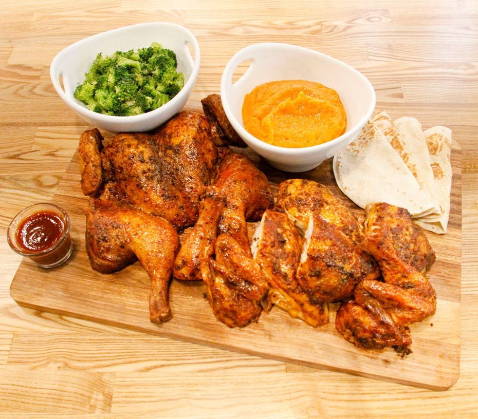 Smoked chicken (served here with broccoli, sweet potato mash and tortillas) is what gave...