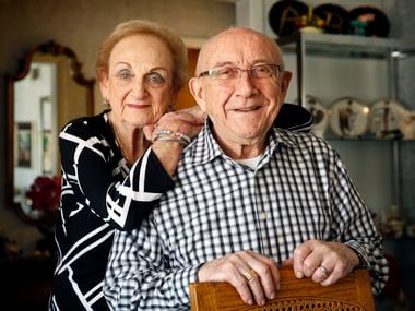 Holocaust survivor Max Glauben and his wife Frieda are photographed at their Dallas home on Dec. 2, 2019. (Tom Fox/The Dallas Morning News)