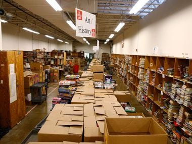 The book intake storage area at  Half Price Books at the store on Northwest Highway in...