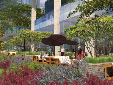 A groundfloor restaurant with outdoor seating is planned on the half-acre lawn out front.