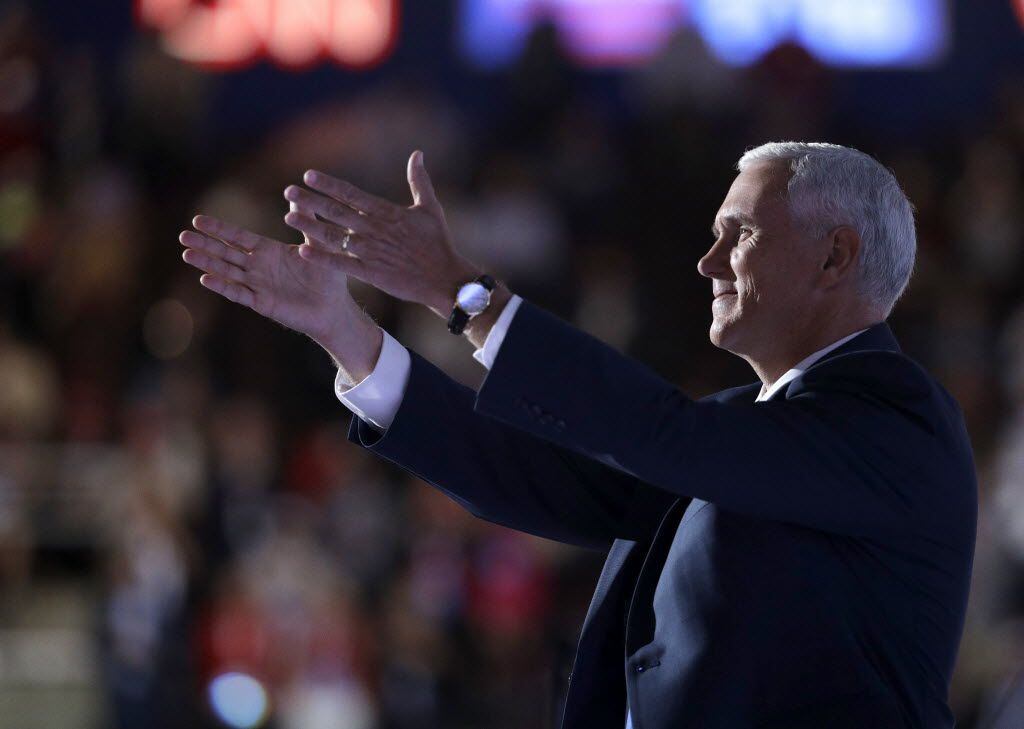 Republican vice presidential nominee Mike Pence of Indiana spoke during the third night of...