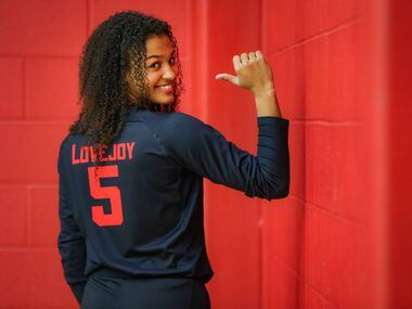 Lovejoy volleyball player Cecily Bramschreiber poses inside the LoveJoy Gym as the Player of...