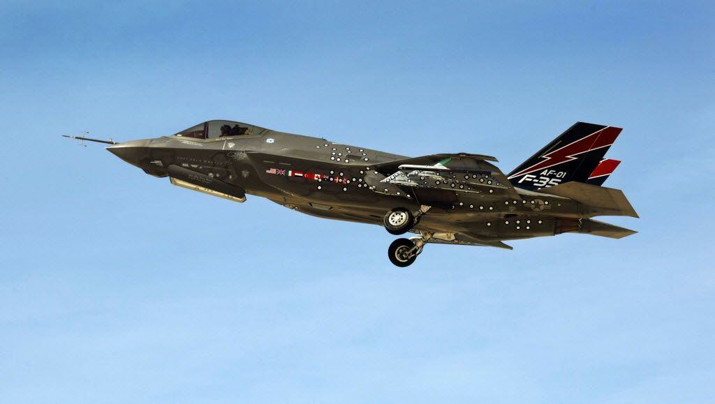 The Lockheed Martin F-35 Lightning II lifts off during testing at California's Edwards Air...