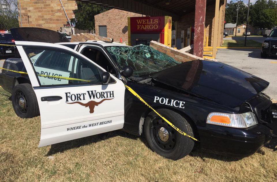 Two Fort Worth police officers were involved in a crash while responding to...