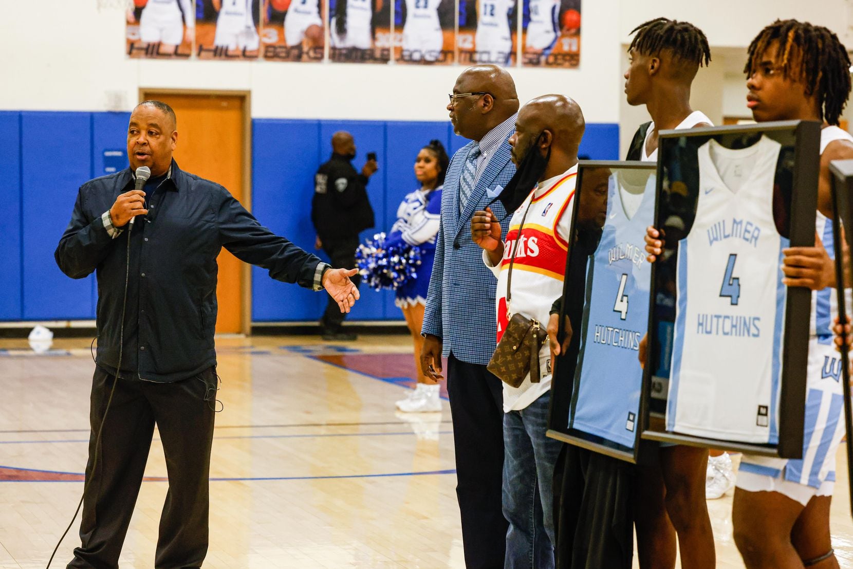 Former NBA basketball player Michael Anthony Jerome "Spud" Webb during halftime ceremony for...