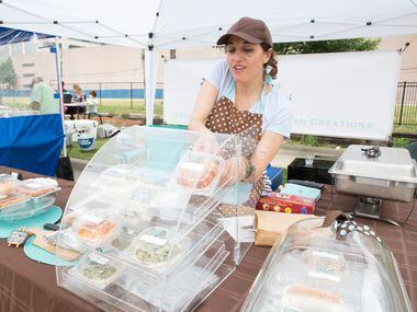 Cesarina Budetta of Dolci Creazioni offers Italian cuisine at the opening day of Saint...
