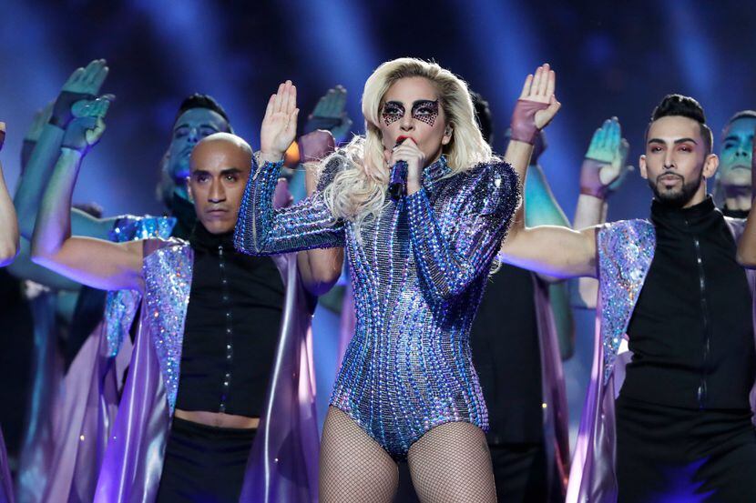 Lady Gaga performs during the halftime show of the NFL Super Bowl 51 football game between...