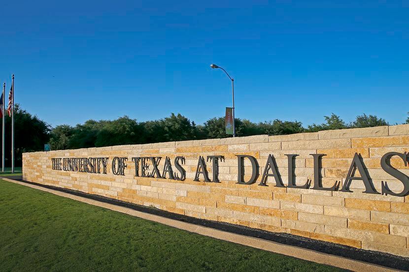 A sign of The University of Texas at Dallas in Richardson, Texas.