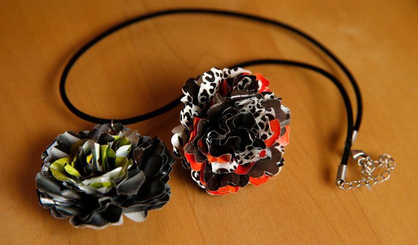 A necklace made out of magazines by Casey Eckert.