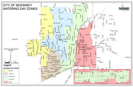McKinney tiene un mapa de zonas de riego que define los días en que se pueden regar los...