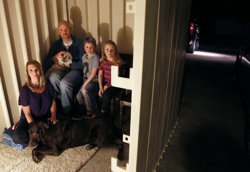 The Brown family from left, Stacy, Braden, Chase, 6, Sydney, 8, and Oliver the dog and Marie...