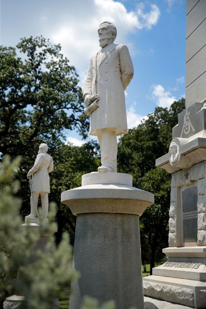 Jefferson Davis is part of the Confederate Memorial at Pioneer Park in downtown Dallas. 
