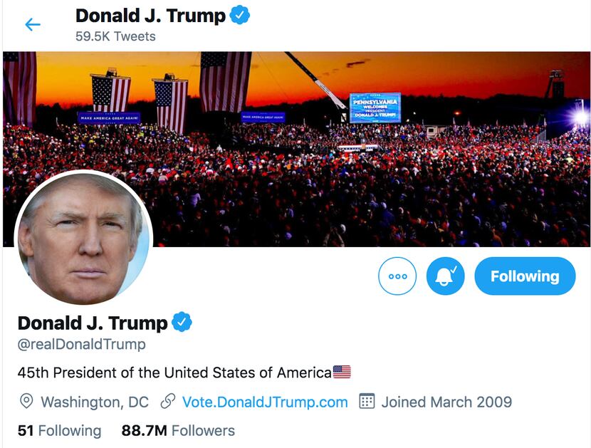 La cuenta de Twitter del presidente Donald Trump fue suspendida de forma permanente. Tenía...