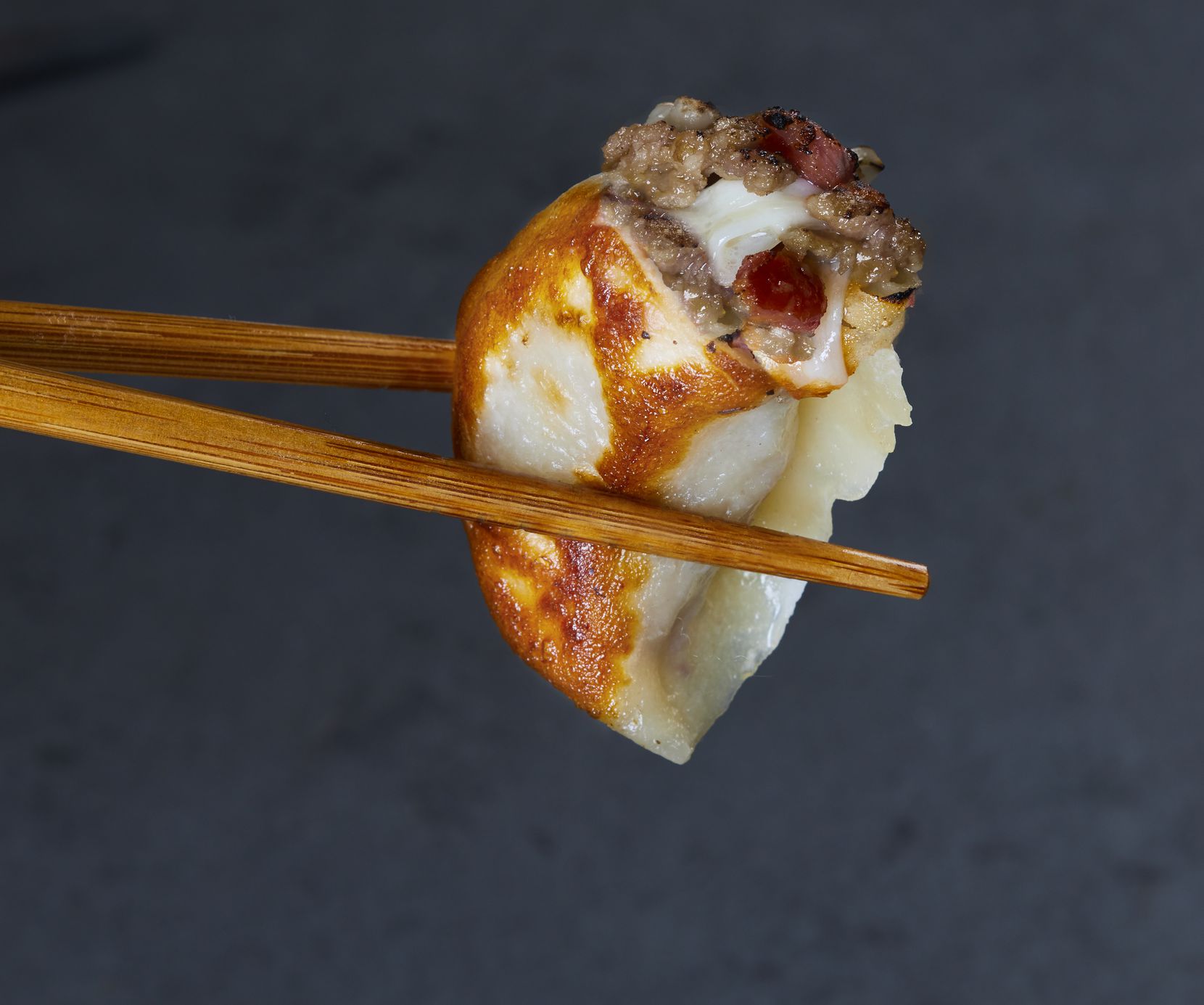 The bacon cheeseburger dumpling from Brooklyn Dumpling Shop is one of 32 varieties sold by the restaurant.
