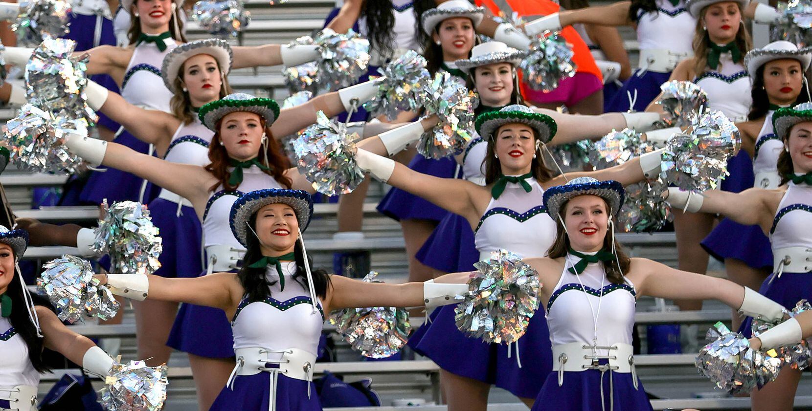 The Frisco Reedy Drill Team performs during the game against Frisco Lone Star in a high...