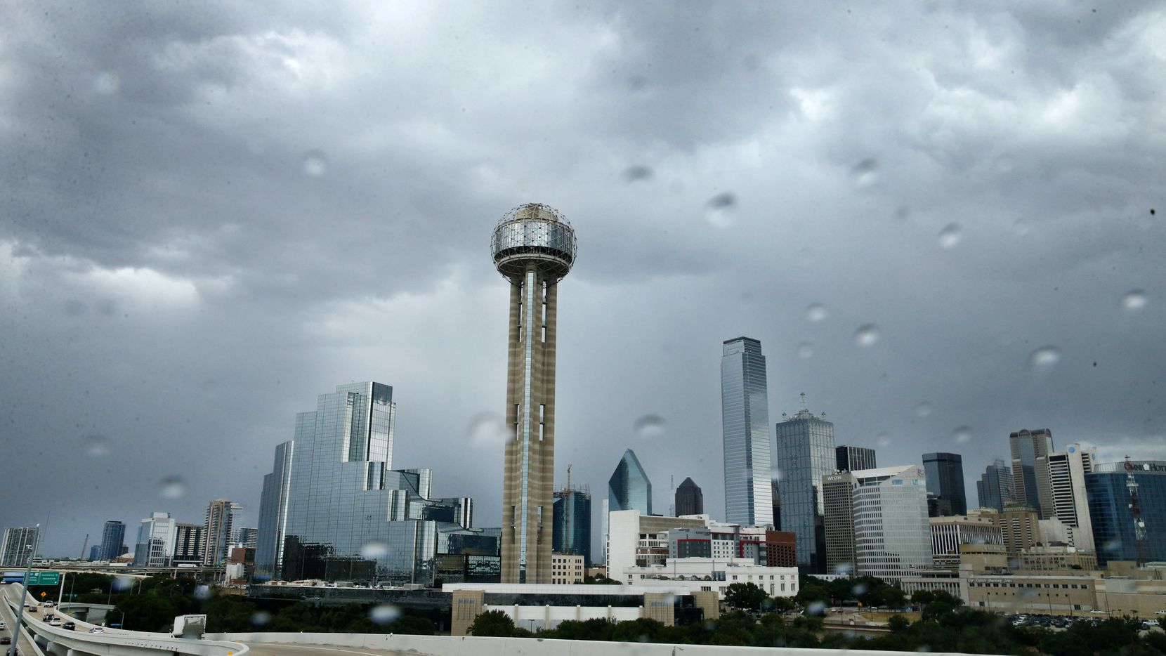 Storms rolled across downtown Dallas on August 30, 2019. 