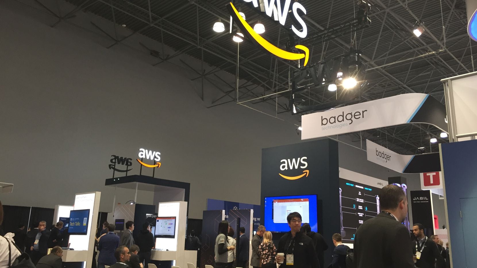The Amazon Web Services booth at the National Retail Federation's annual trade show in New...