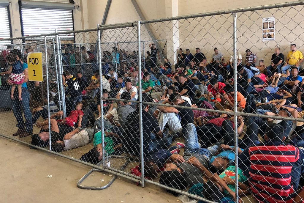 This photo shows overcrowding of families at the U.S. Border Patrol McAllen Station on June...