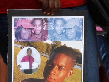 Charmaine Edwards, Jordan Edwards step-mom, held this photo collage of Jordan Edwards during...