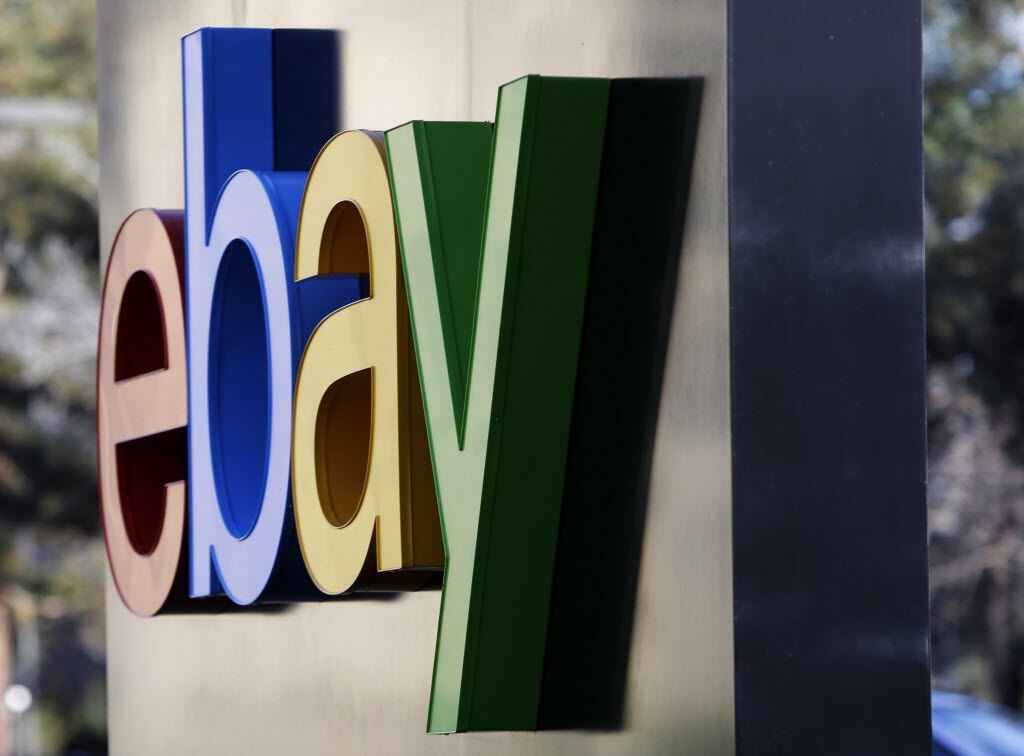 This file photo shows the entrance to eBay's headquarters in San Jose, Calif.