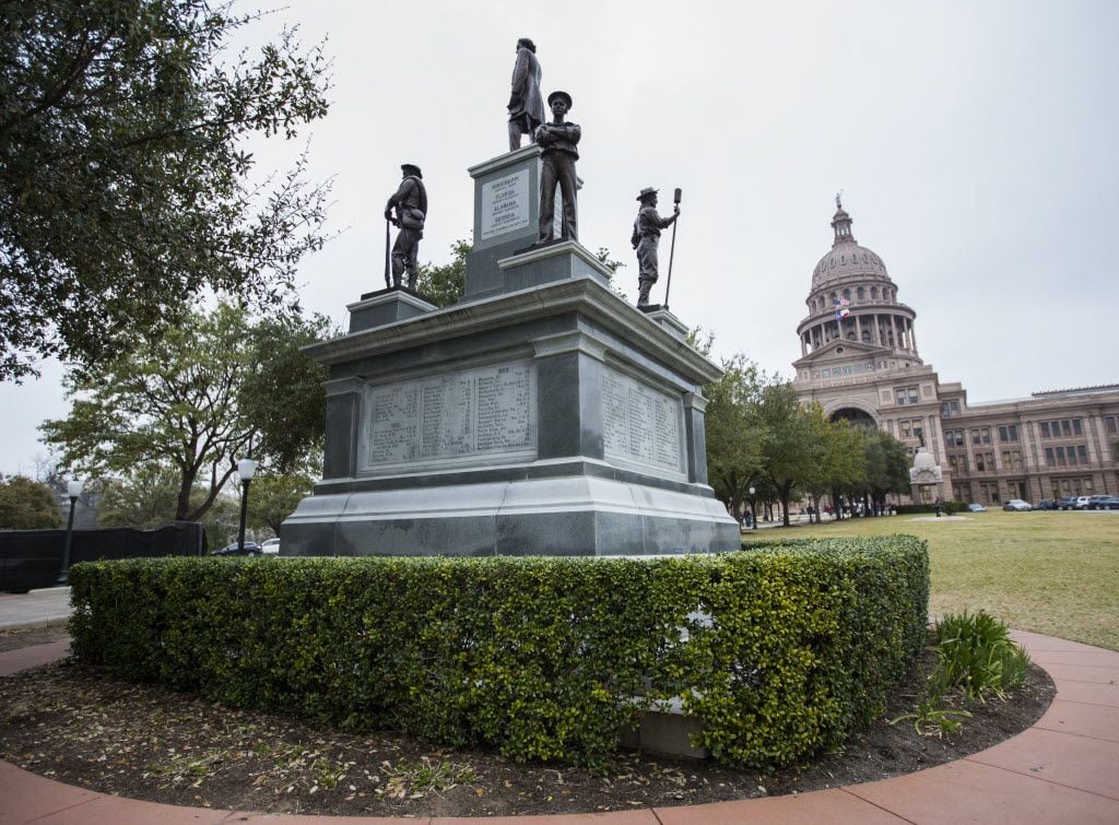 The Confederate Soldiers Monument outside the Texas state capitol on Thursday, February 26,...