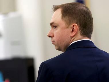 Former Fort Worth Police Officer Aaron Dean attends the first day of his murder trial on...