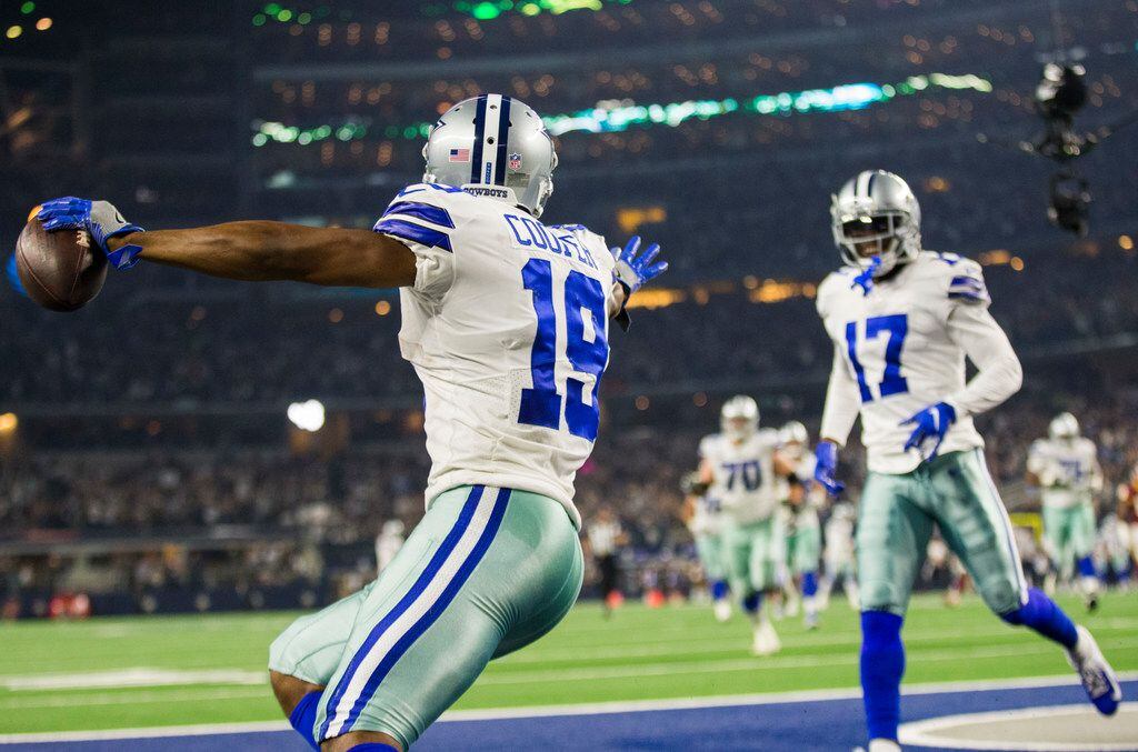 Dallas Cowboys wide receiver Amari Cooper (19) celebrates a touchdown during the third...