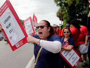 Unionized nurses staged a one-day strike in September outside Tenet Healthcare's Palmetto General Hospital in Hialeah, Fla. About 28% of Tenet's workers are represented by labor unions, primarily at the company's hospitals in California, Florida and Michigan.