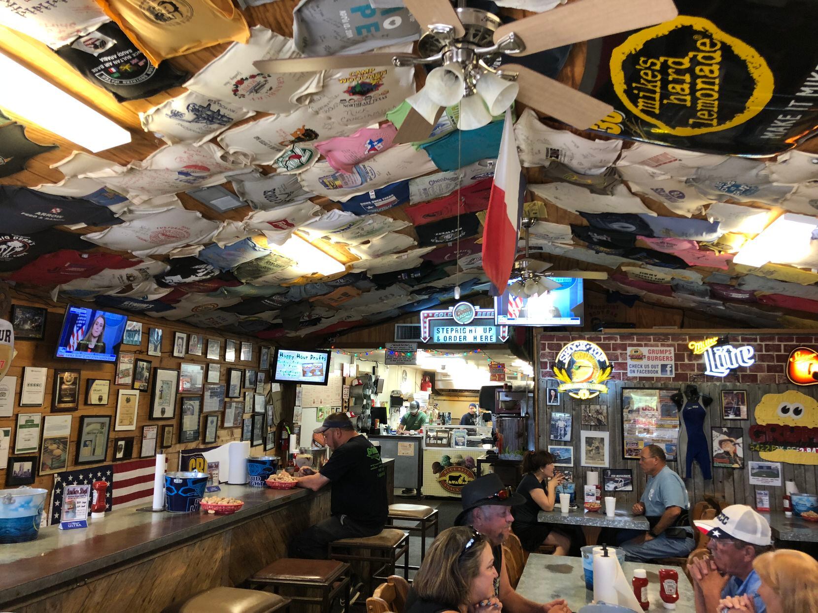 Grumps Burgers in Granbury shows off dozens of framed articles and awards that prove how many people like this place.