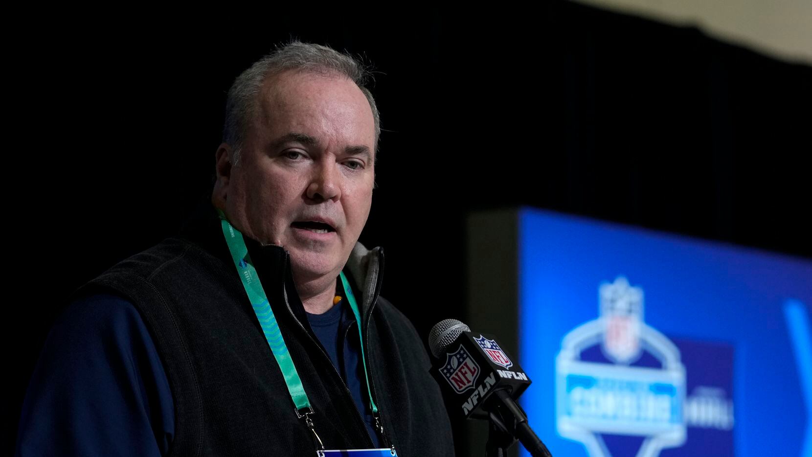 Dallas Cowboys head coach Mike McCarthy speaks during a press conference at the NFL football...