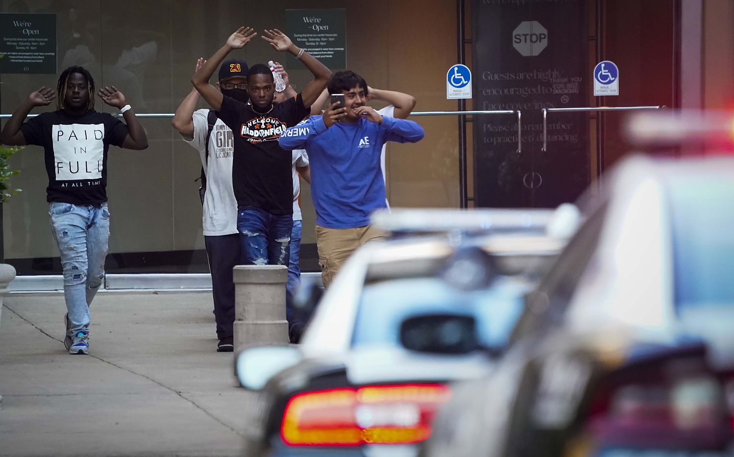 Dallas police direct people away from the Nordstrom store at the Galleria Dallas on Tuesday, June 16, 2020, in Dallas.