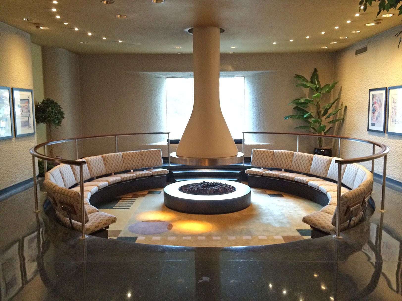 Conversation pit of the former  Braniff Hostess College.