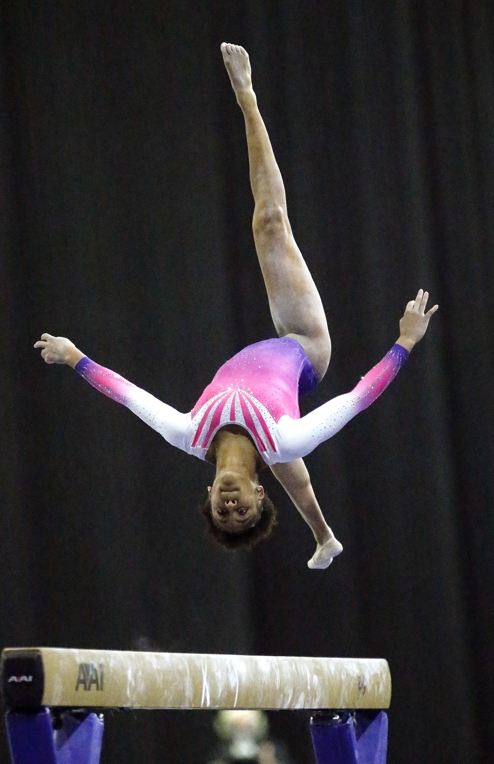 Skye Blakely performs on the balance beam during the USA Gymnastics Winter Cup held at the...