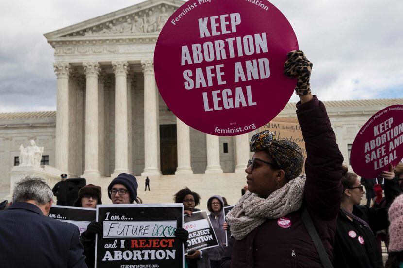 Abortion rights supporters and pro-life supporters protested outside the U.S. Supreme Court...