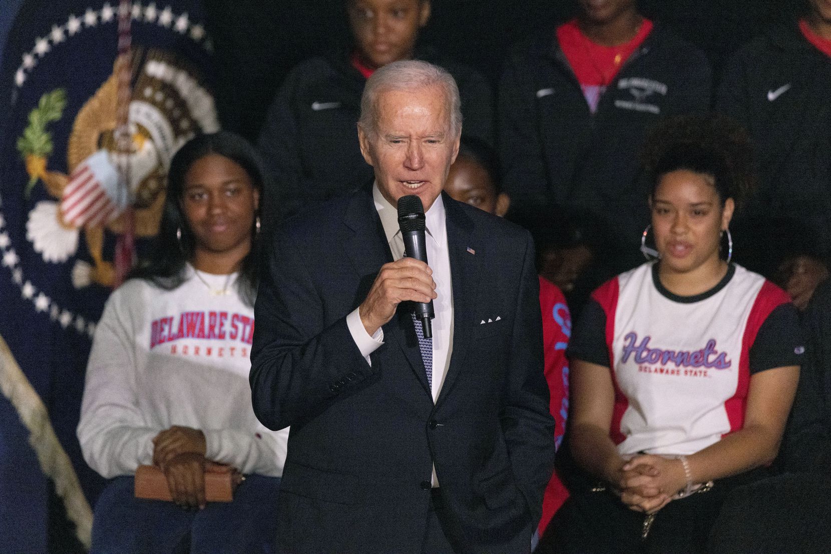 President Joe Biden spoke about student loan relief at Delaware State University on Friday,...