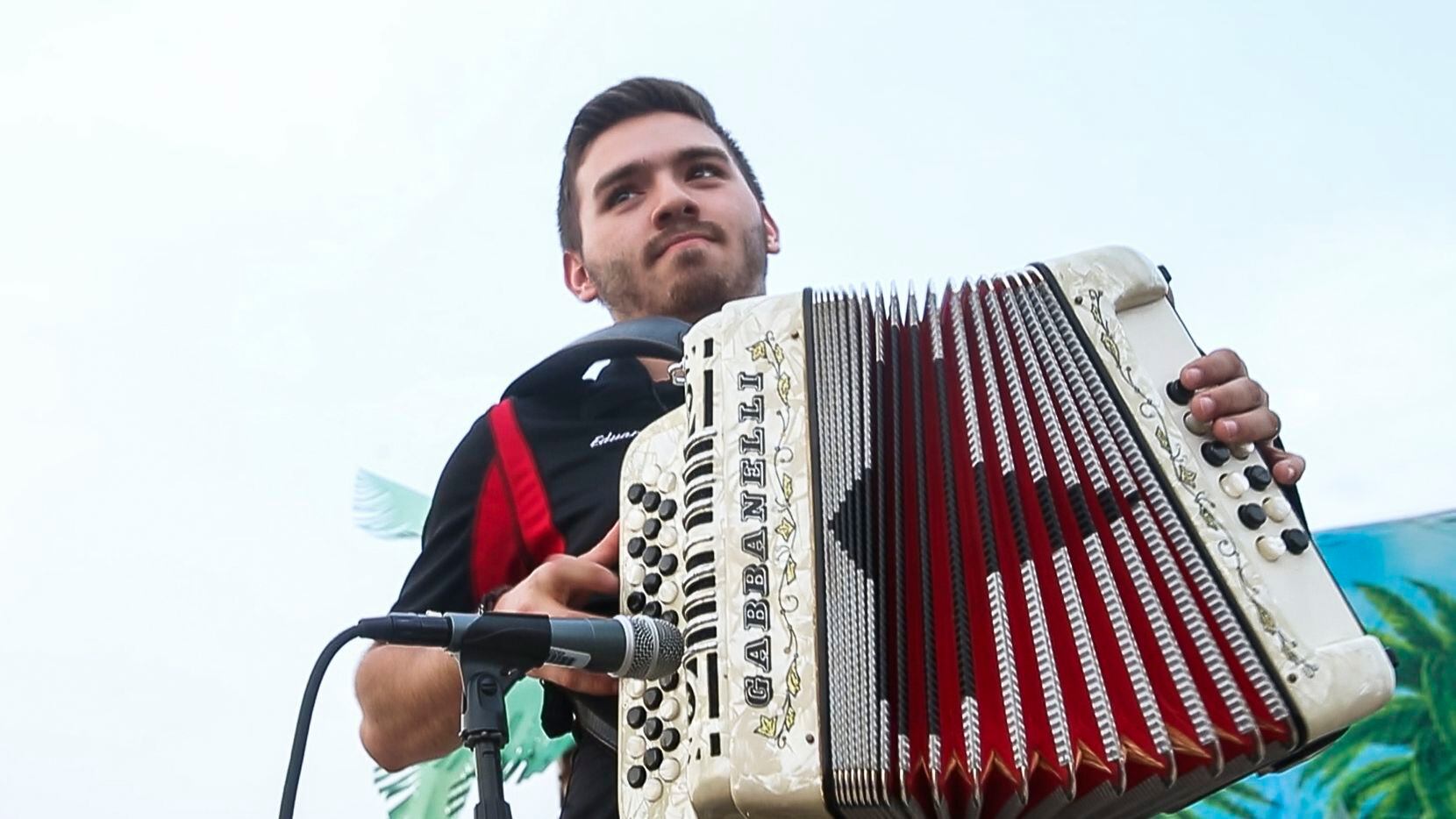 Eduardo Garza Jr. plays Conjunto music during a La Joya ISD "Dia del Niño" festival on...