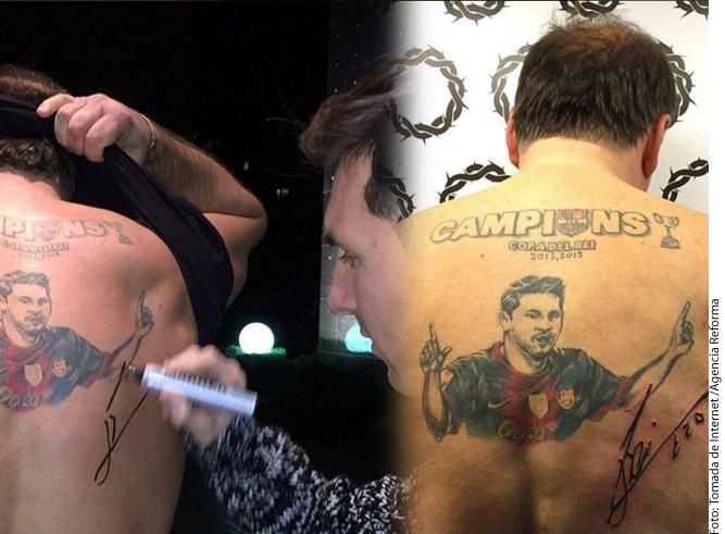 Hace días, Lionel Messi firmó su autógrafo en la espalda de un hincha, junto a una imagen...