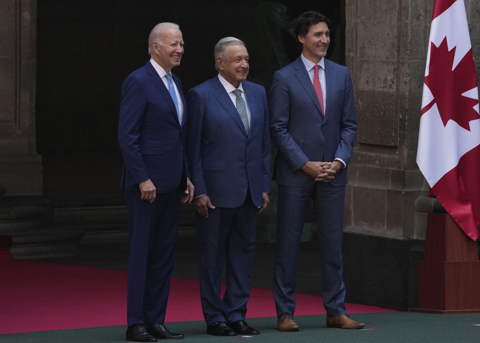 U.S. President Joe Biden, from left, Mexican President Andres Manuel Lopez Obrador and...