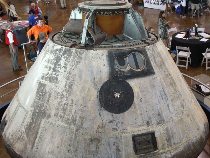 The actual Apollo 7 command module that orbited the earth for 10 days in 1968 is on display...