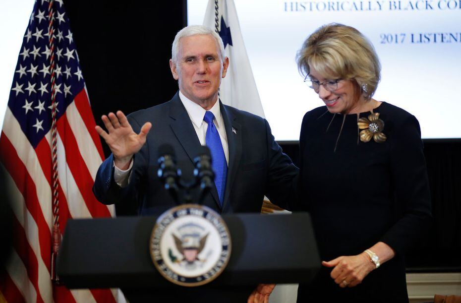 Vice President Mike Pence and Education Secretary Betsy DeVos participated in a listening...
