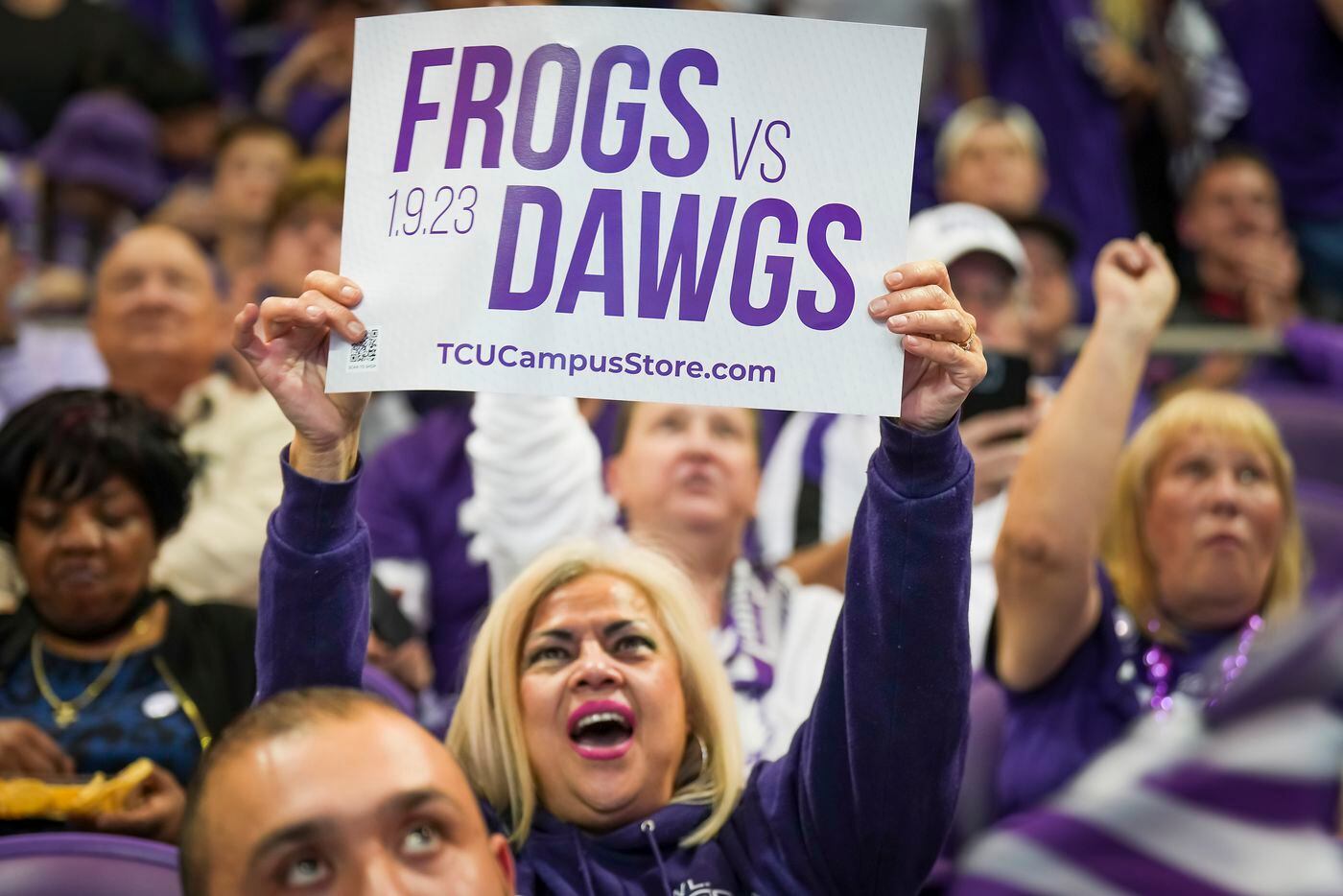 TCU fans cheers their team during a College Football Playoff National Championship game...