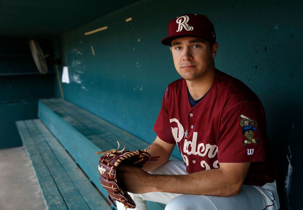 Frisco RoughRiders pitcher Brock Burke (23) poses for a portrait during Frisco RoughRiders...
