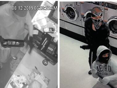 Police released these images of three men suspected in a string of burglaries of businesses...