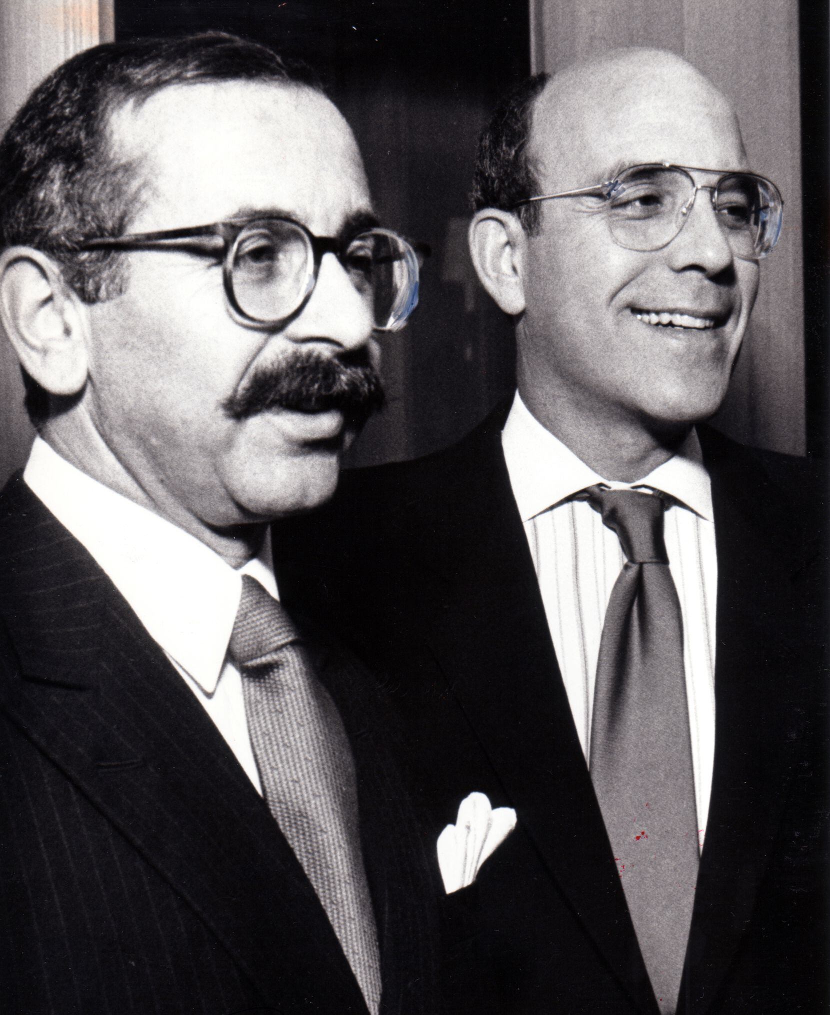 Edward Safdie (left) and Richard Marcus are seen in this picture on October 21, 1984.