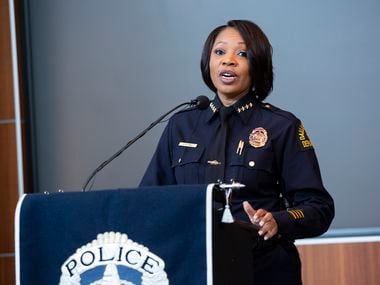 Chief of Police Reneé Hall on Tuesday, June 2, 2020 at Jack Evans Police Headquarters in Dallas.