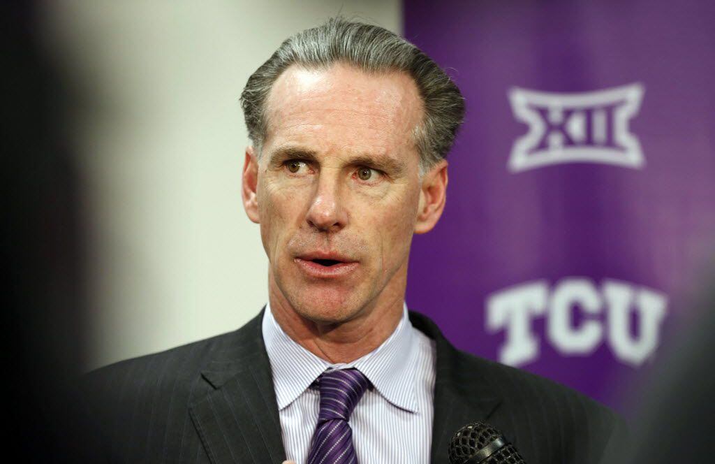 TCU's new men's basketball coach Jamie Dixon speaks after he was introduced during an NCAA...