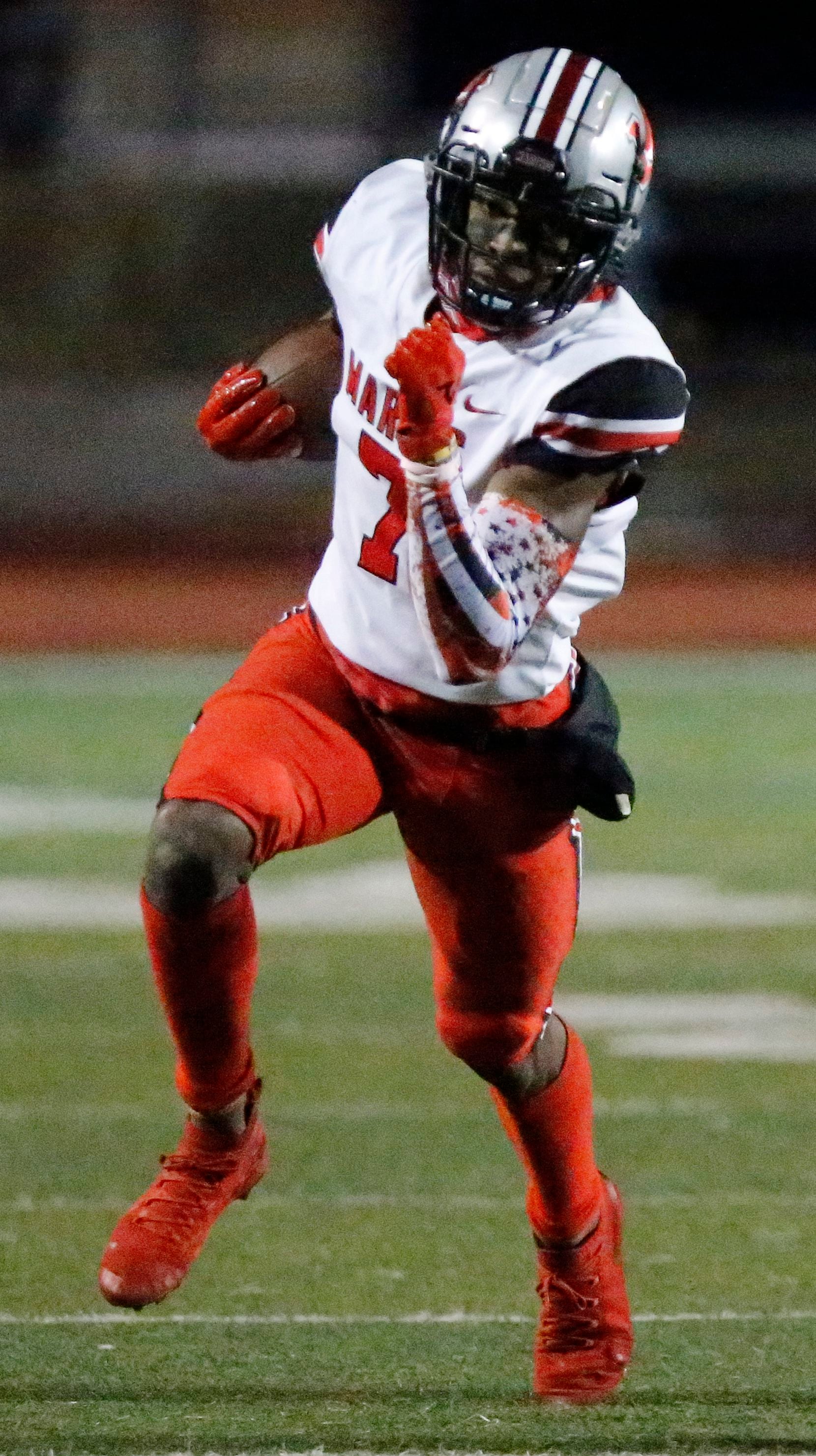Flower Mound Marcus wide receiver J.Michael Sturdivant (7) runs after the catch during the...